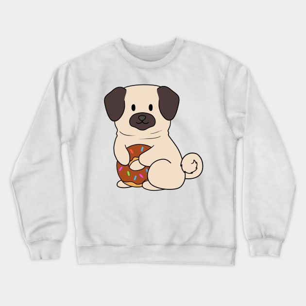 Chocolate Doughnut Pug Crewneck Sweatshirt by BiscuitSnack